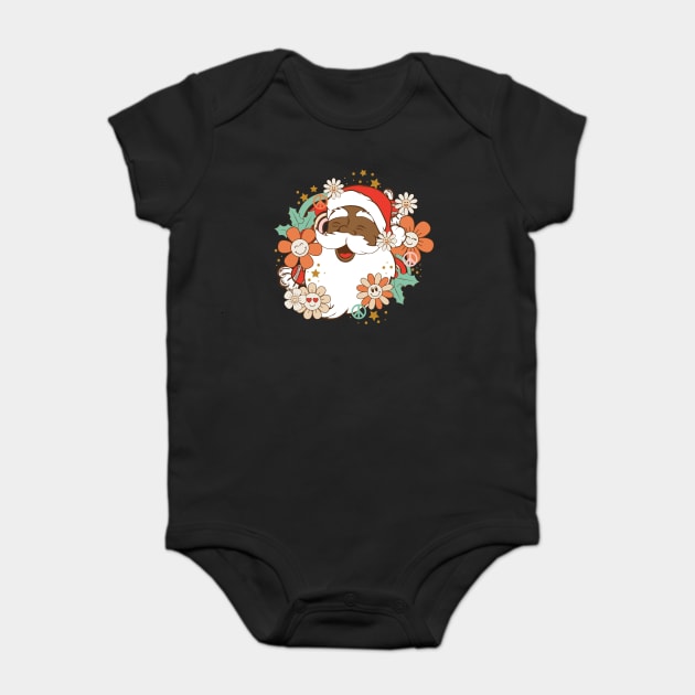 African American Retro Santa Claus Christmas Baby Bodysuit by The WYLD Tribe